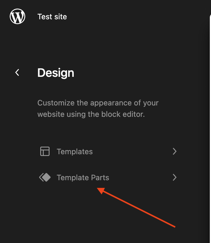 Selecting template parts