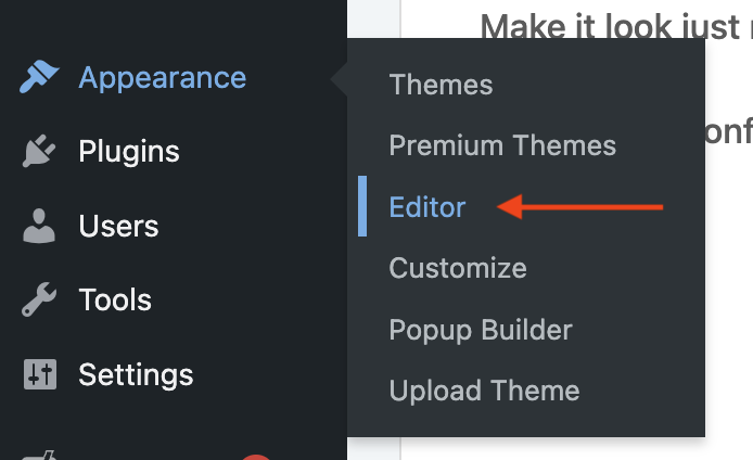 Wordpress appearance editor