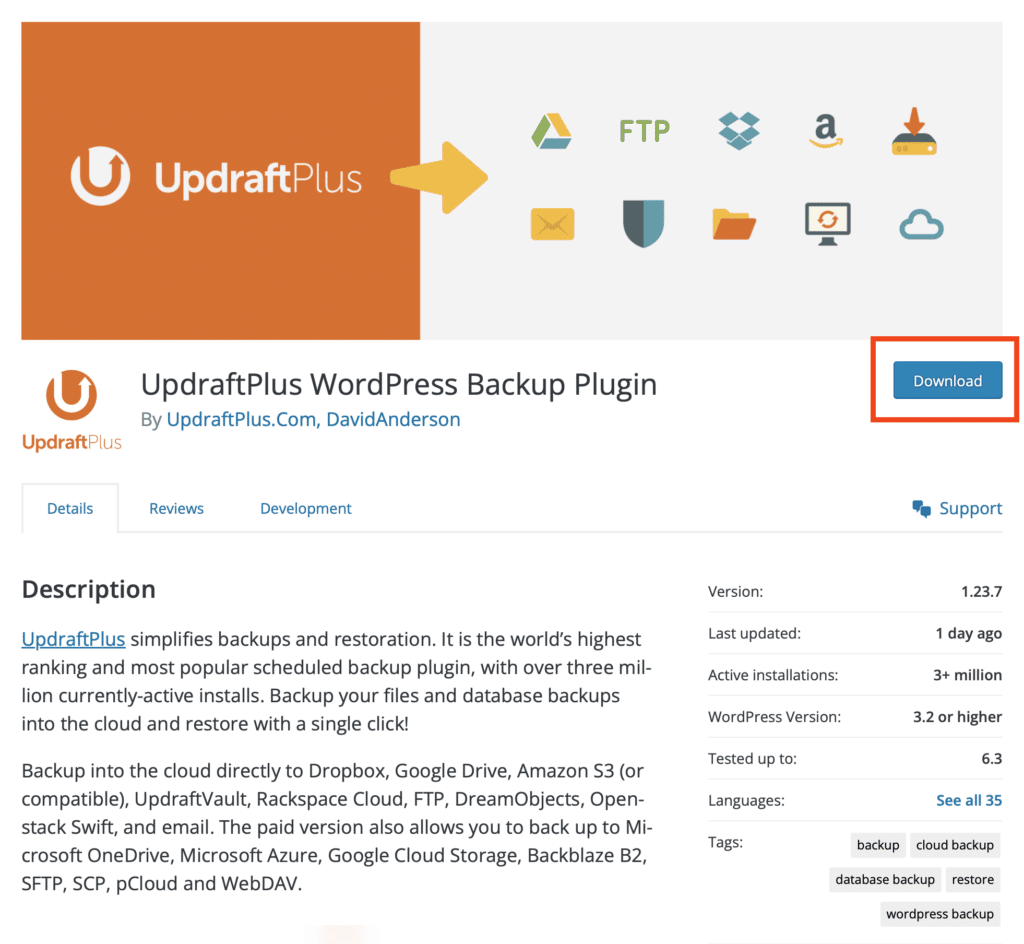 UpdraftPlus WordPress plugin