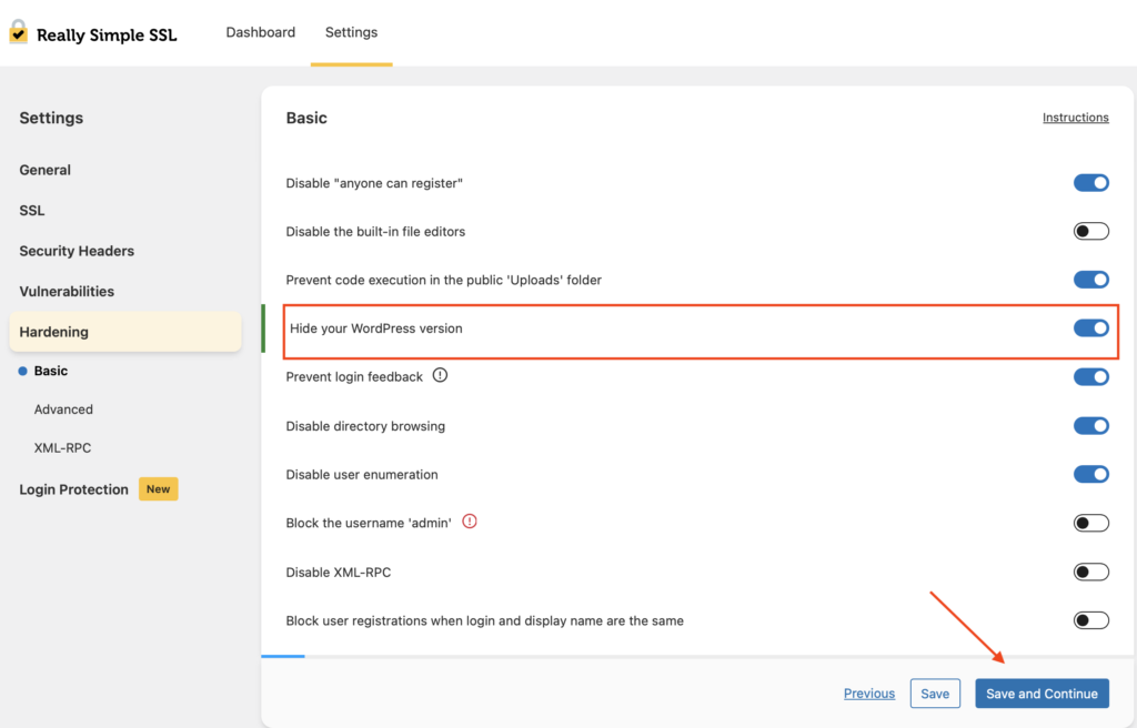 really simple ssl settings