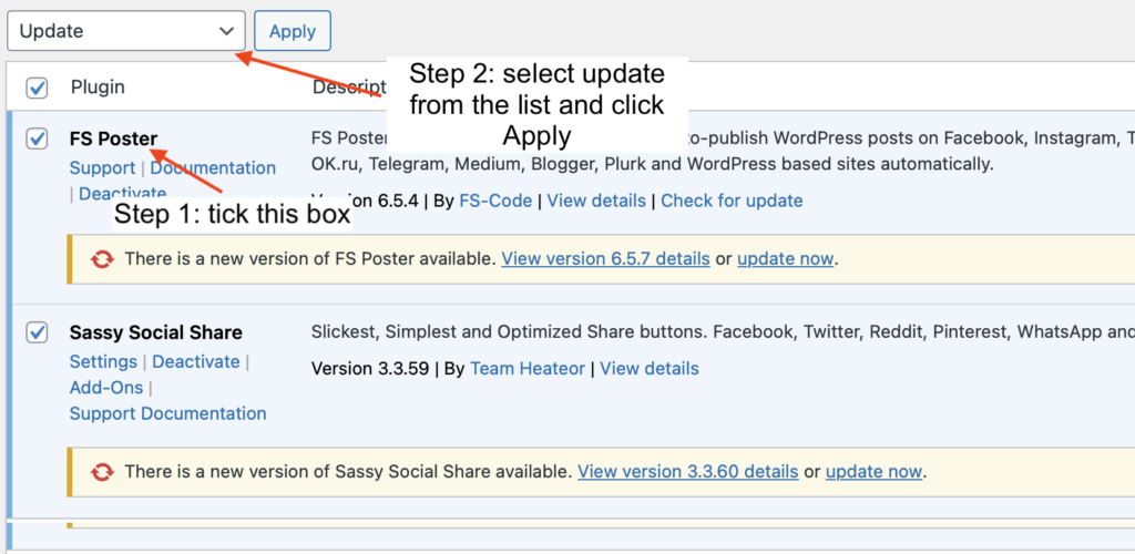 Update all WordPress plugins step 2