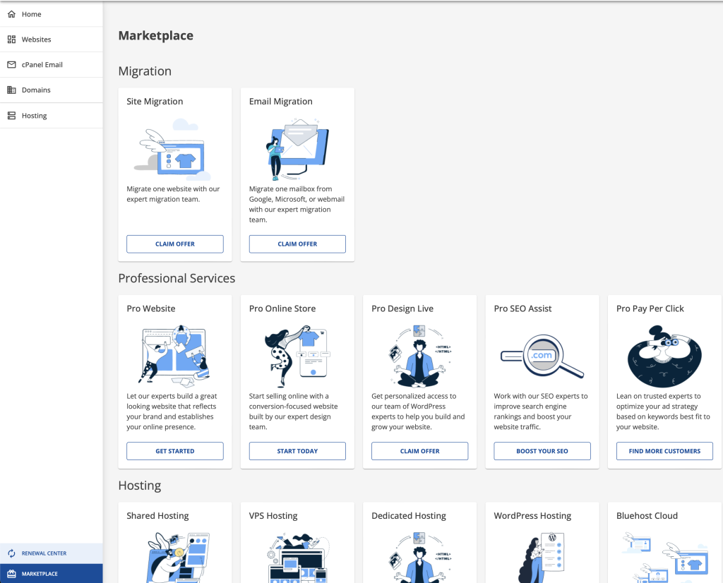 Bluehost marketplace